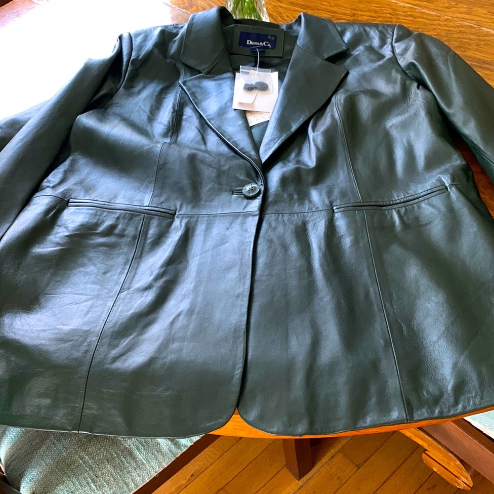 NYT green leather blazer